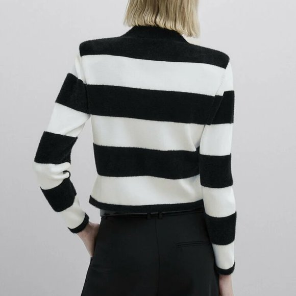 MASSIMO DUTTI ! Crossover striped Cardigan With Buttons - Picture 3 of 9